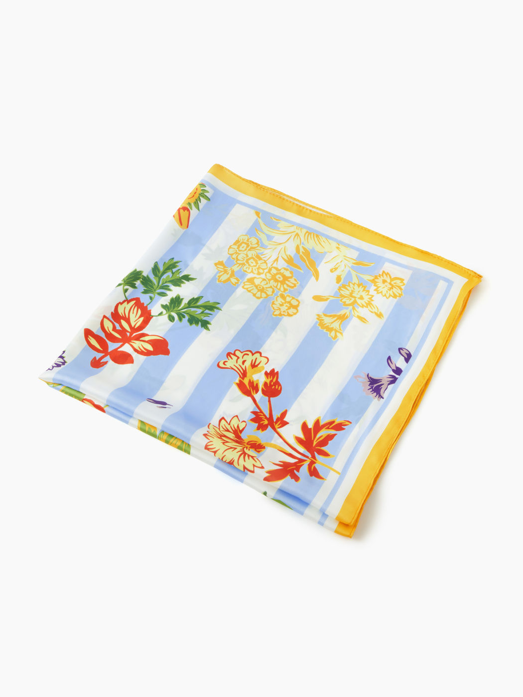 COLORFUL FLORAL & STRIPE SQUARE HEADSCARF