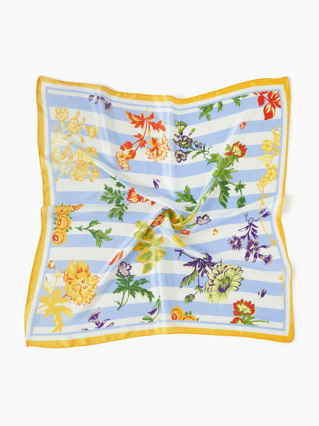 COLORFUL FLORAL & STRIPE SQUARE HEADSCARF