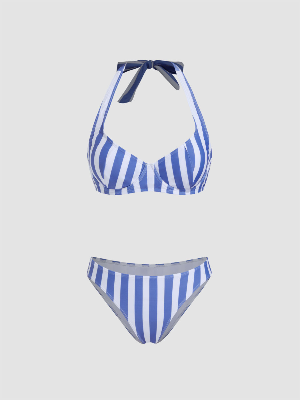 V-neck Stripe Underwire Cheeky Bikini Set
