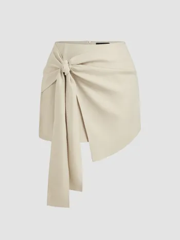 Mittelhohe, asymmetrische, geknotete Miniskirt Kurve & Plus