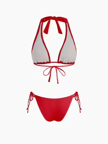 V-Ausschnitt Blumenmuster Knoten Halter Bikini-Set