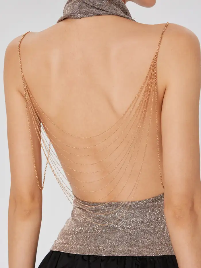 sachin and babi light blue dress MULTI-LAYERED BACK BODY CHAIN For Daily Casual Party/Clubbing Vacation