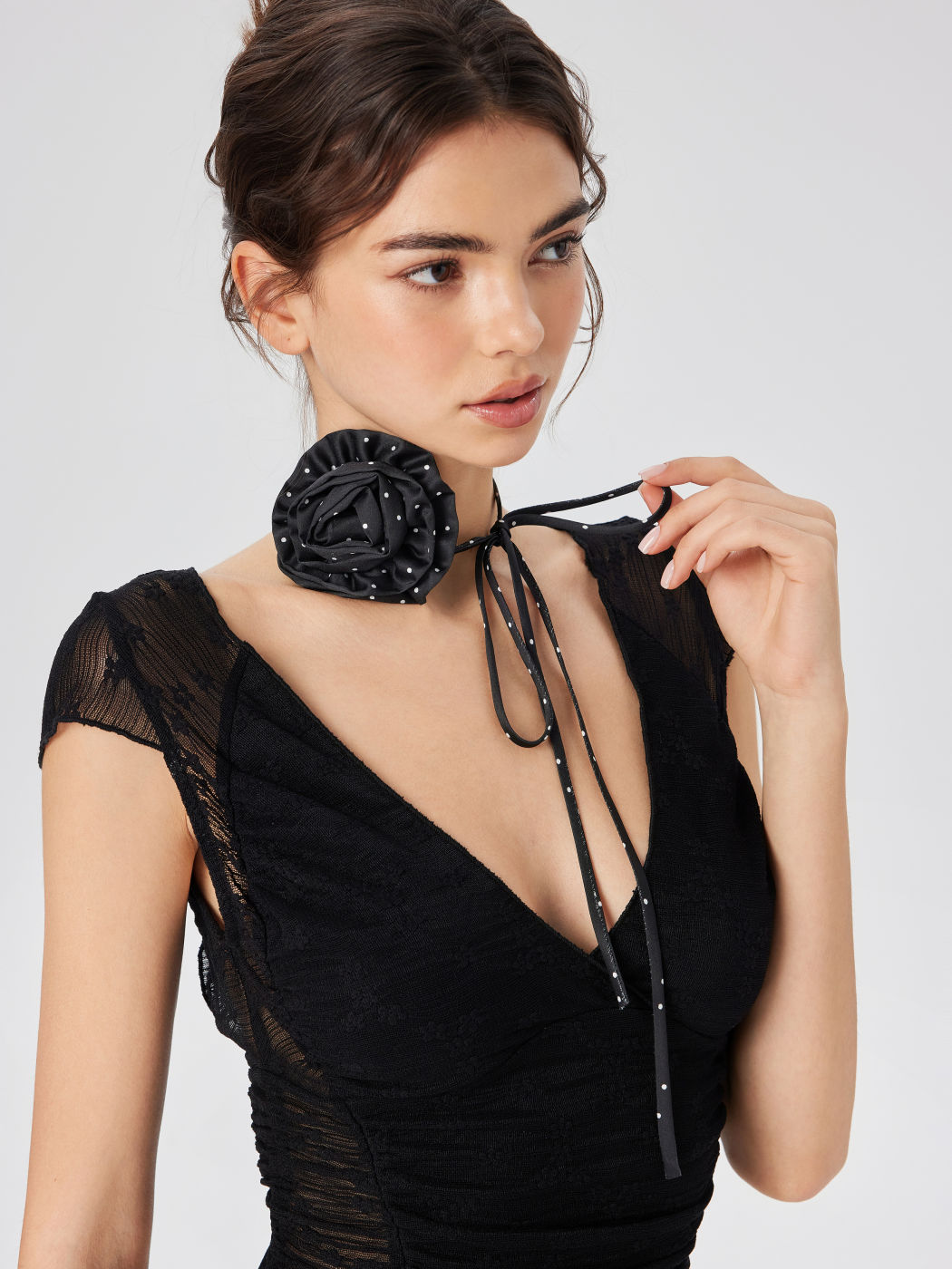 POLKA DOT ROSE CHIFFON CHOKER