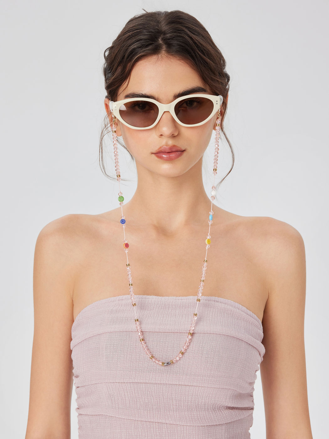 COLORFUL STONE & BEADED GLASSES CHAIN