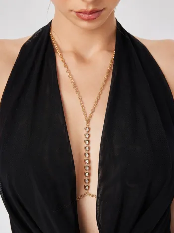 HEART-SHAPED RHINESTONE BODY CHAIN