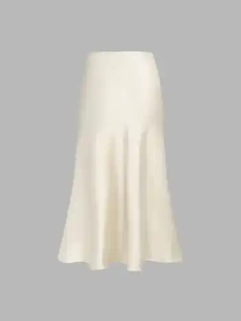 Petite Satin Ruffle Bias Cut Midi Skirt
