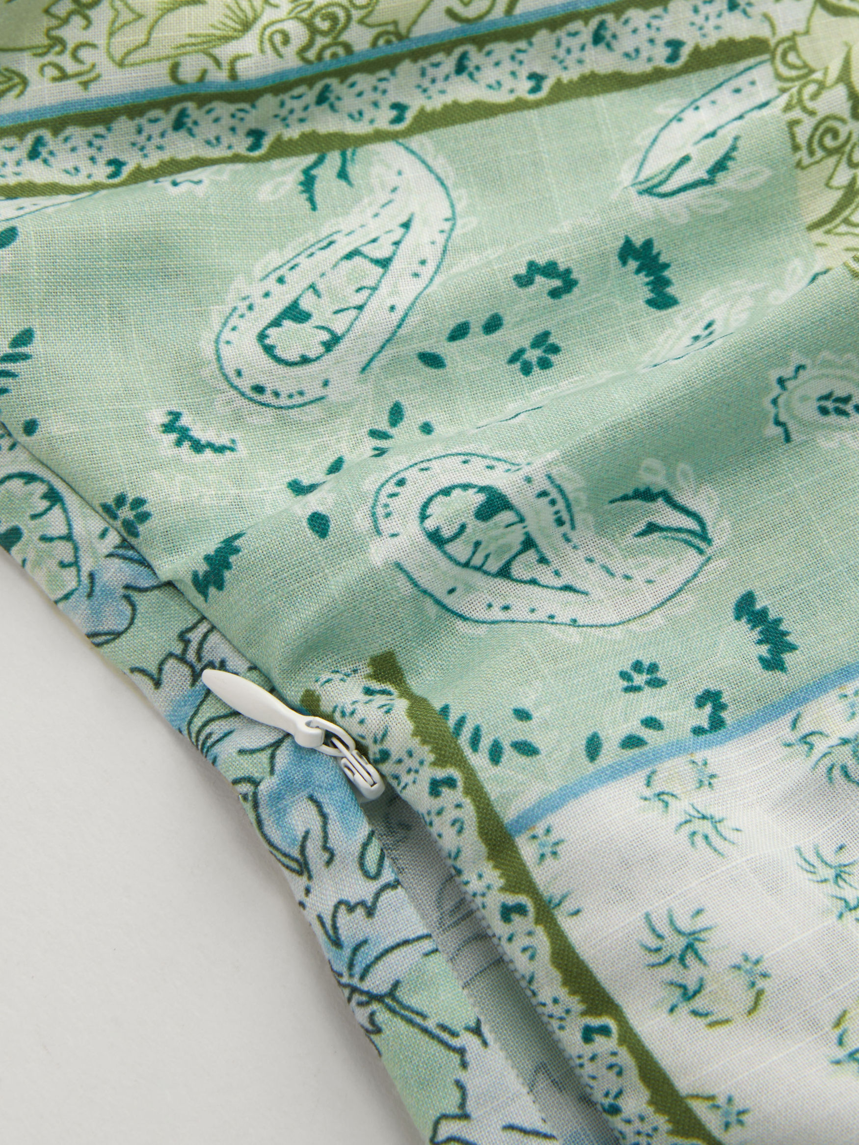 Cotton-blend Paisley Ruched Fold Over Bandeau Top