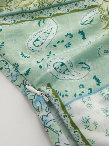 Cotton-blend Paisley Ruched Fold Over Bandeau Top