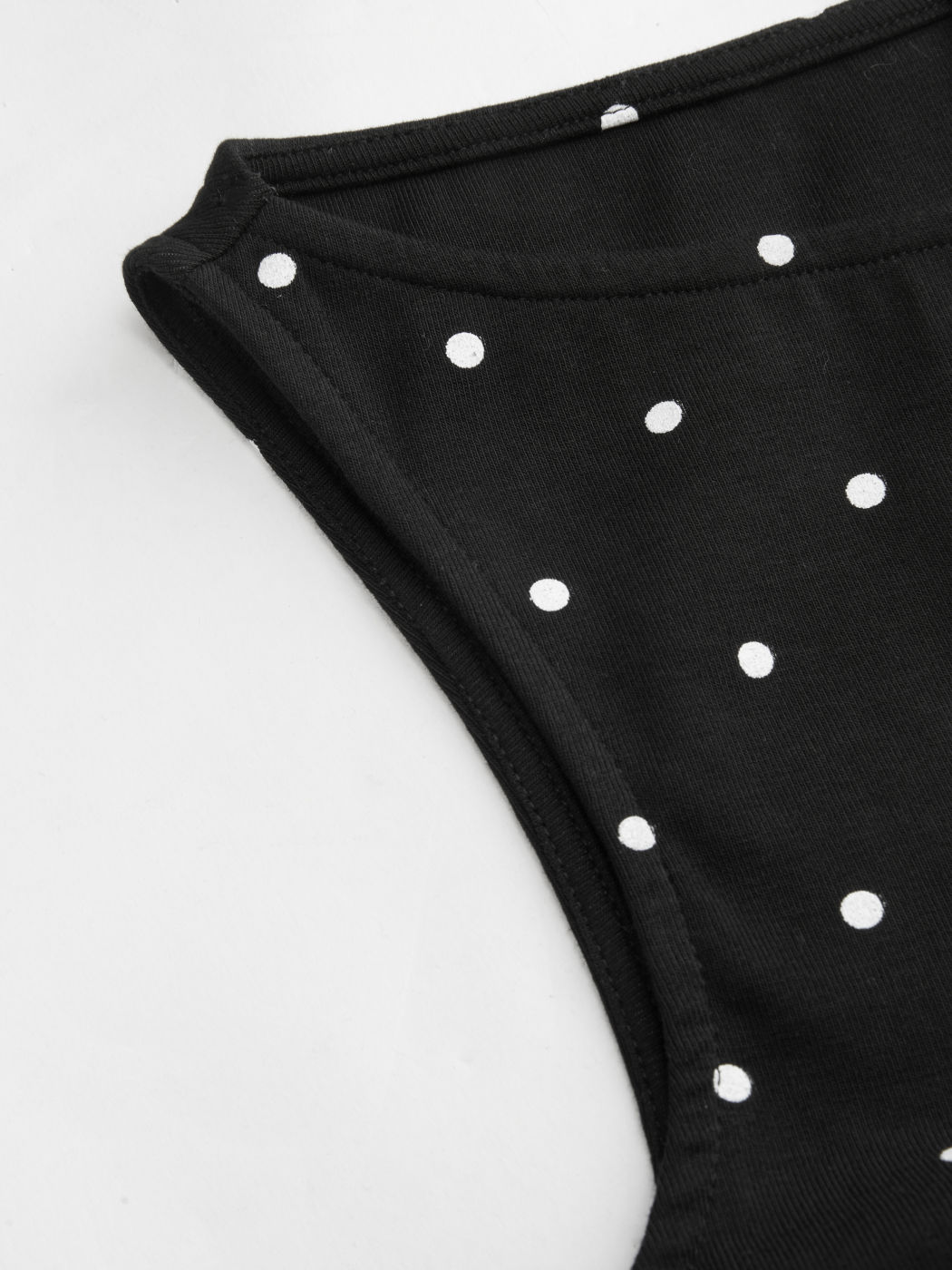 Cotton-blend Boat Neck Knotted Polka Dot Ruched Tank Top