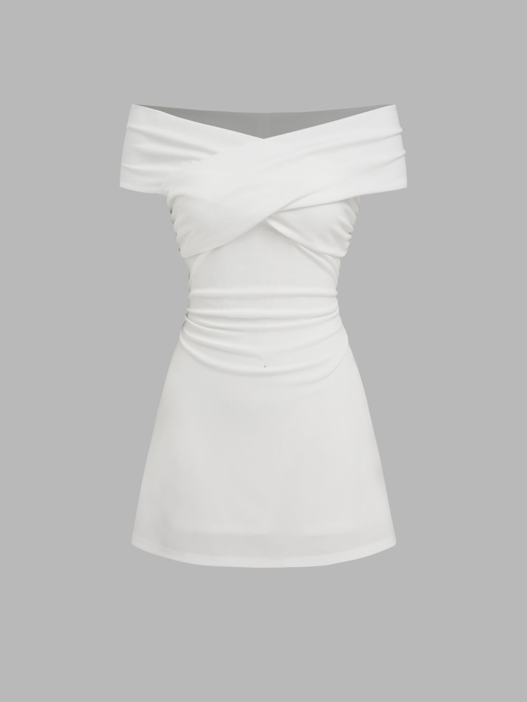 Off-shoulder Criss Cross Ruched Mini Dress