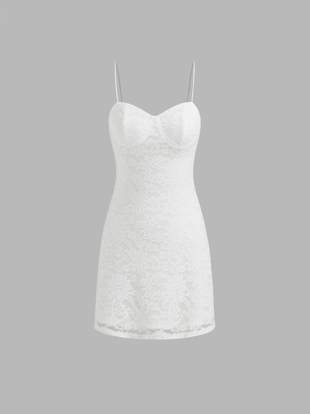 V-neck Floral Lace Mini Cami Dress