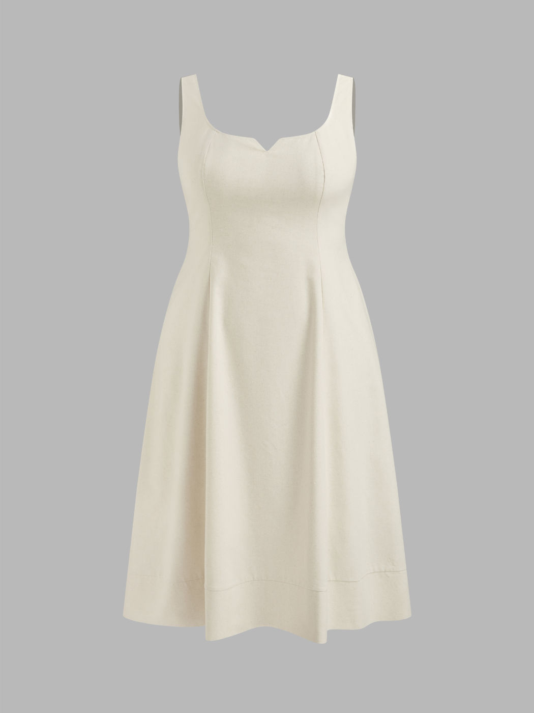 Linen-blend Square Neck Shirred Midi Dress Curve & Plus