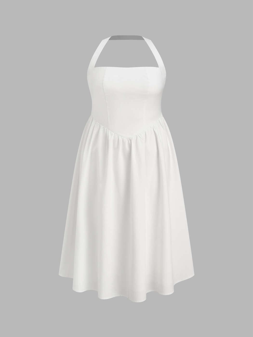 Linen-blend Linen-blend Halter Ruffle Maxi Dress Curve & Plus For Daily  Casual