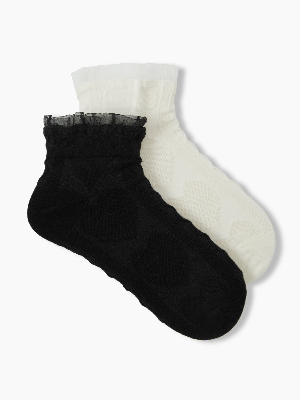 2 PAIRS LACE TRIM ANKLE SOCKS