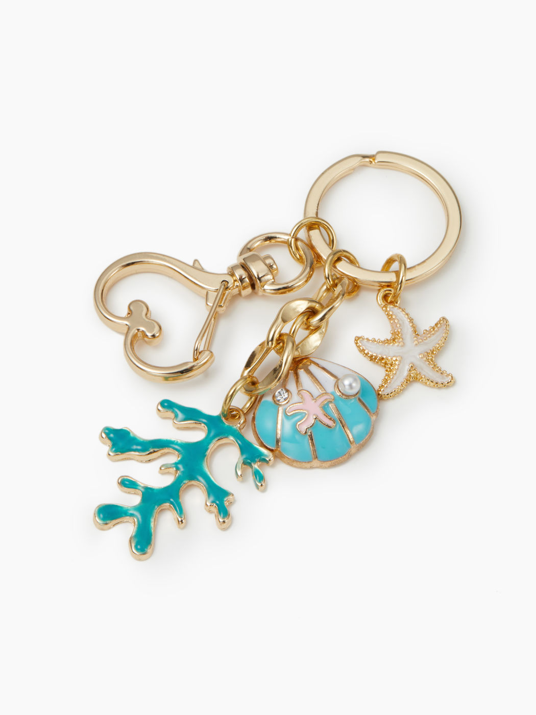 STARFISH & SHELL & SEAWEED KEYCHAIN