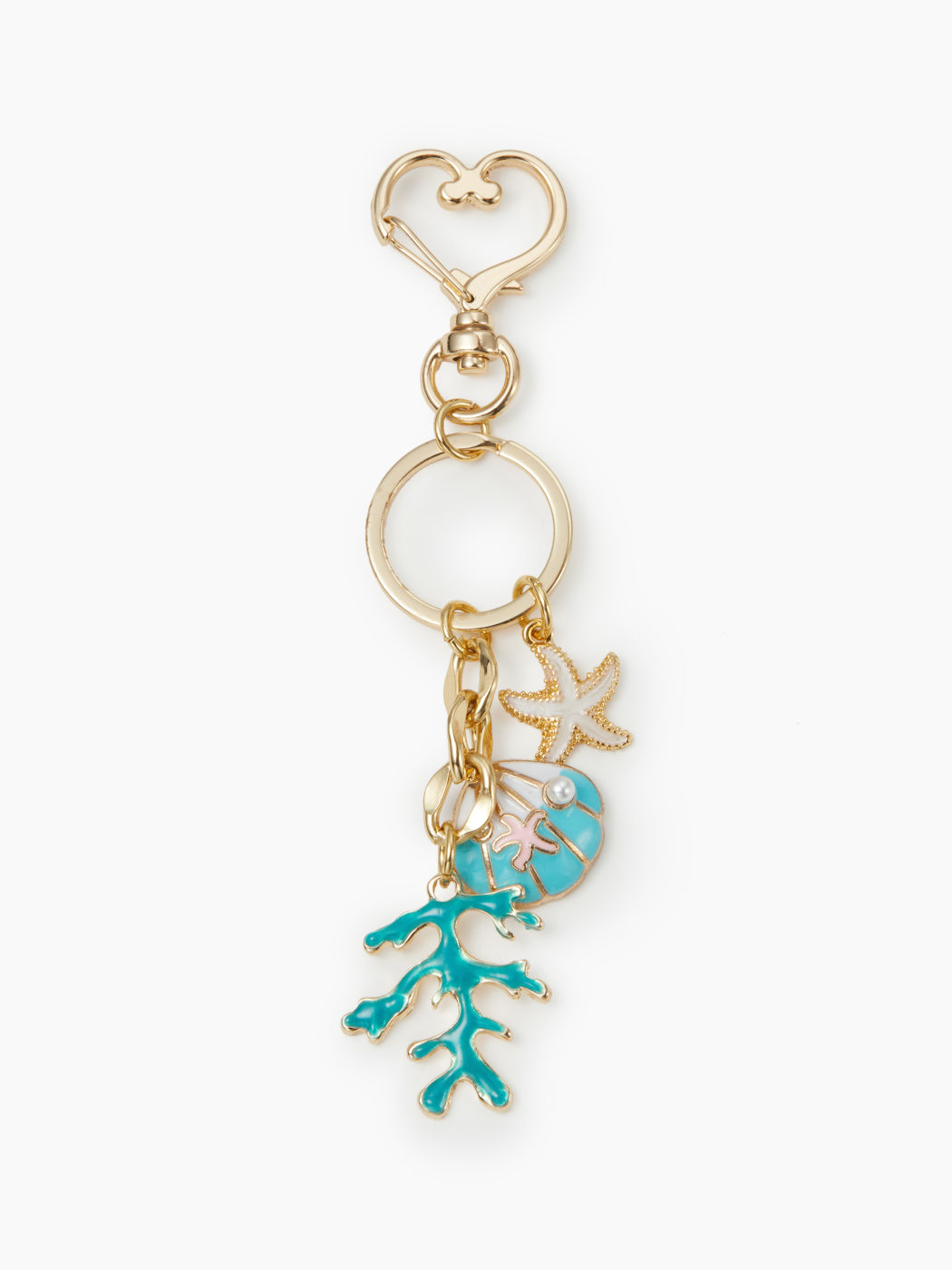 STARFISH & SHELL & SEAWEED KEYCHAIN