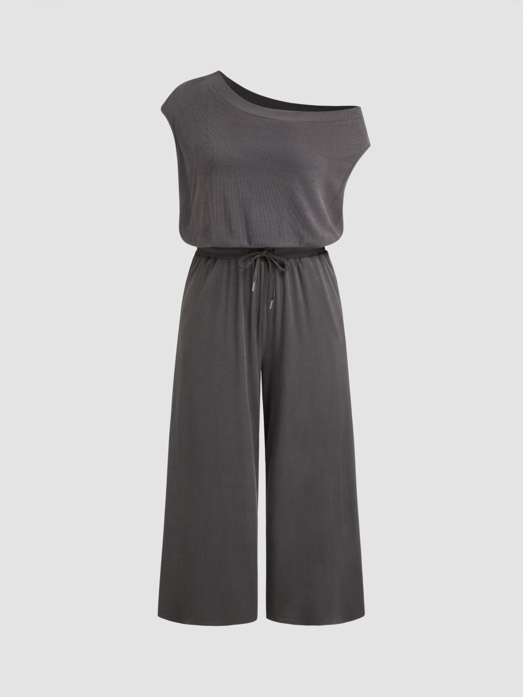Asymmetrical Neck Drawstring Jumpsuit Curve & Plus