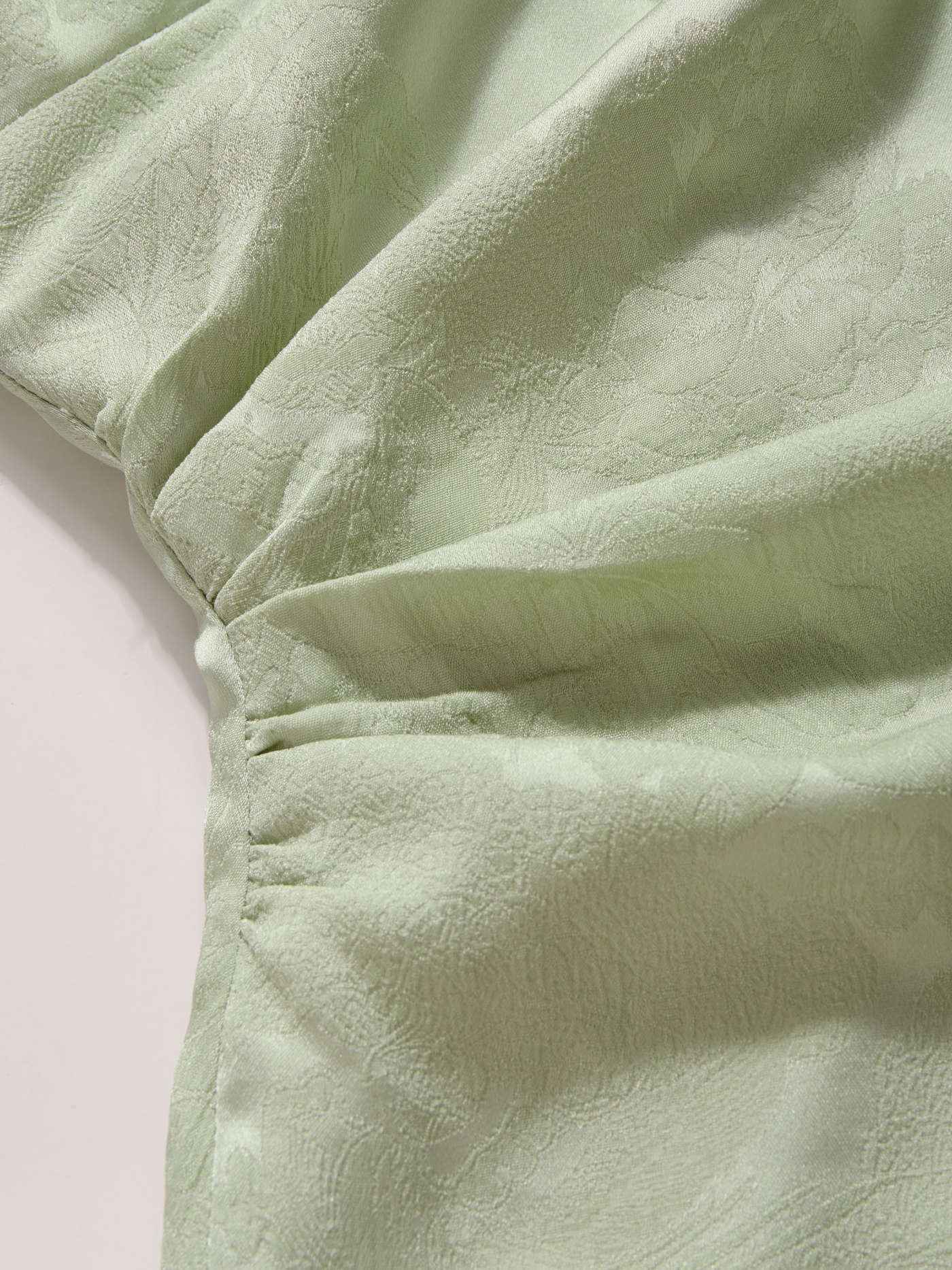 Satin Mandarin Collar Floral Tie Front Ruched Mini Dress