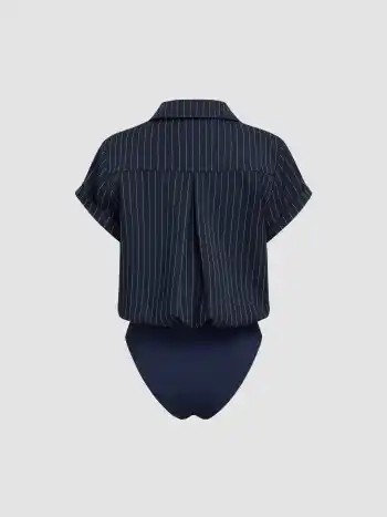 Kragen-Twist Oversize Shirt-Bodysuit