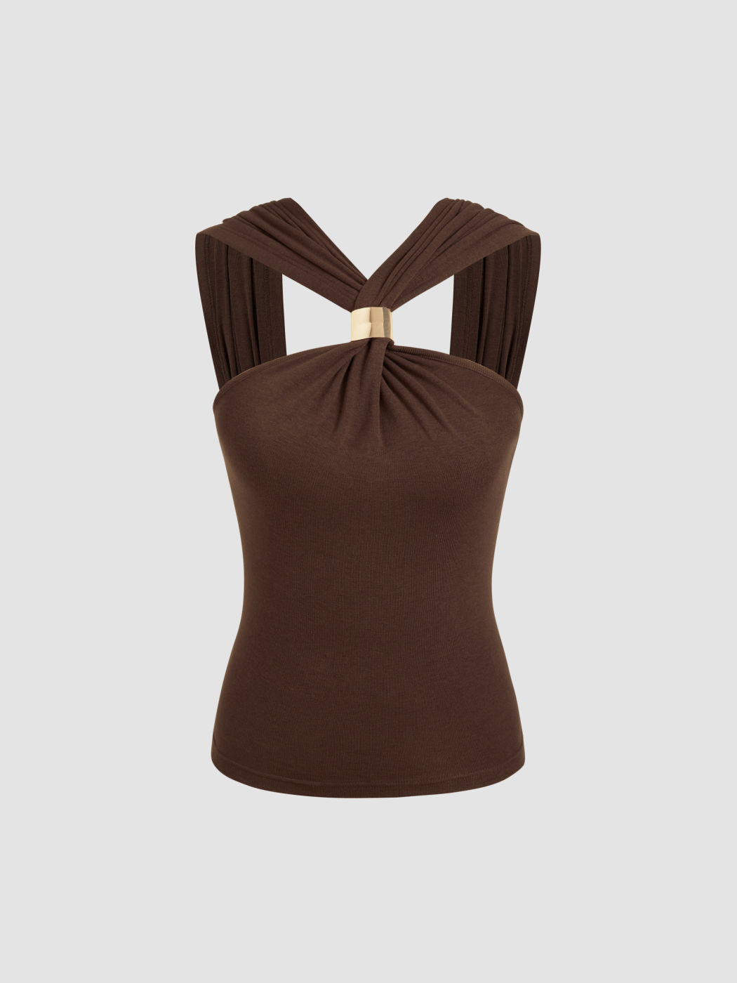 Halter Neckline Metal Detail Cami Top