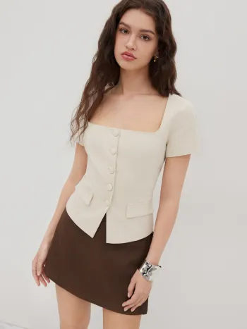 Linen-blend Mid Rise Solid Knotted Pocket Wide Leg Trousers 
