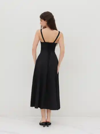 Square Neck Bowknot Corset Ruffle Split Cami Maxi Dress