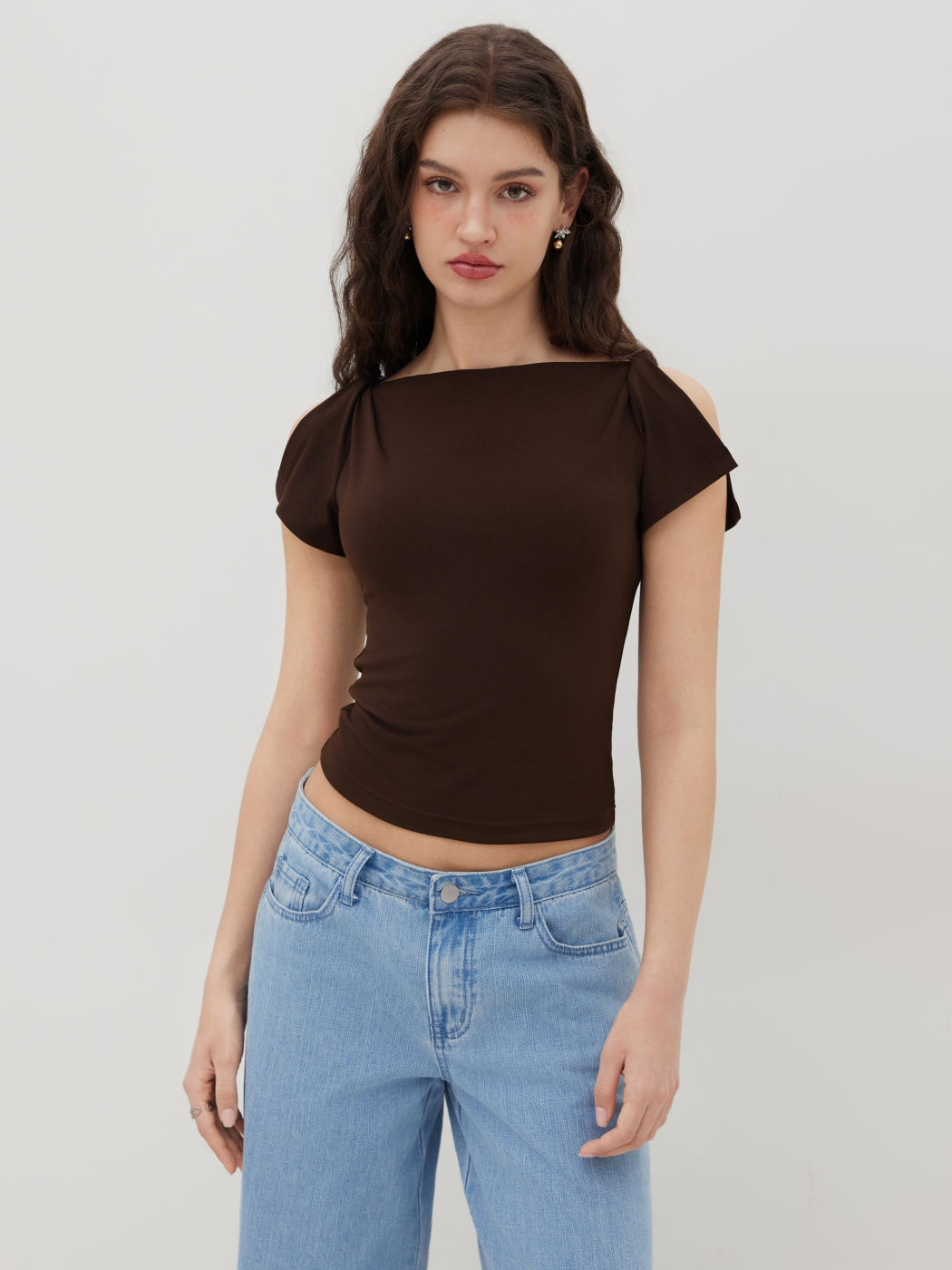 Boat Neck Twist Split Sleeve Top