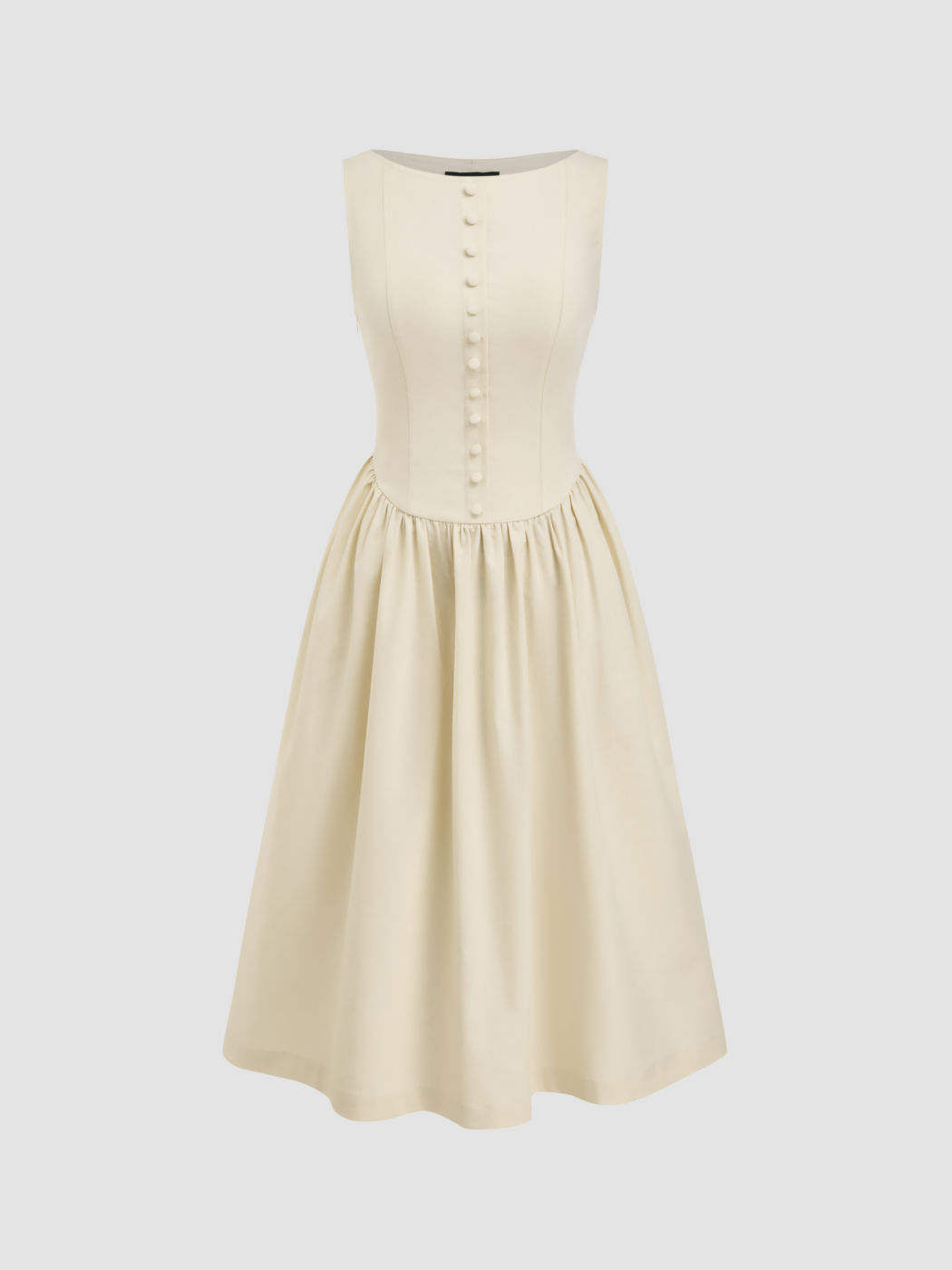 Linen-blend Boat Neck Ruffle Maxi Dress