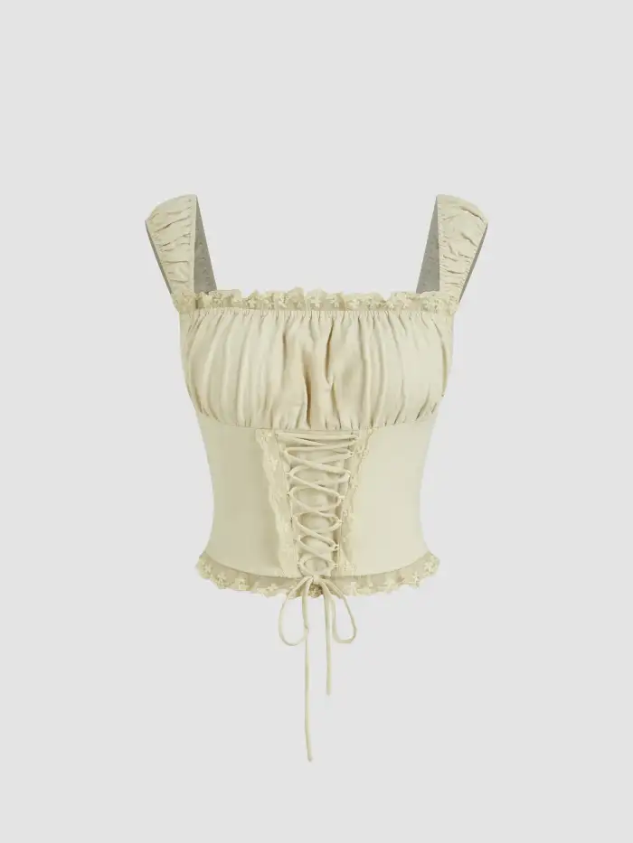 100% Cotton Broderie Anglaise Puff Sleeve Crop Blouse