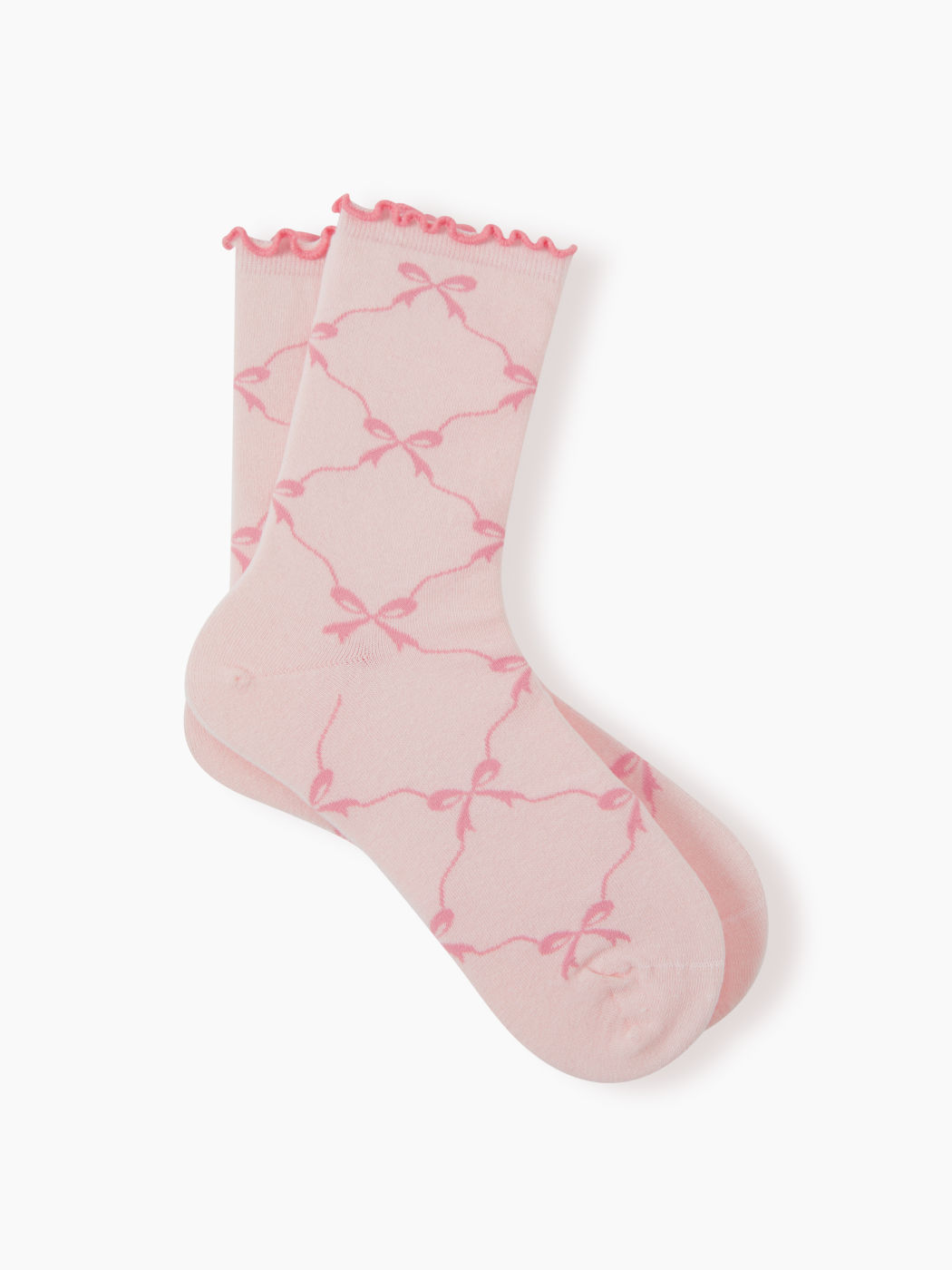 BOWKNOT & RUFFLE RIBBED CREW SOCKS
