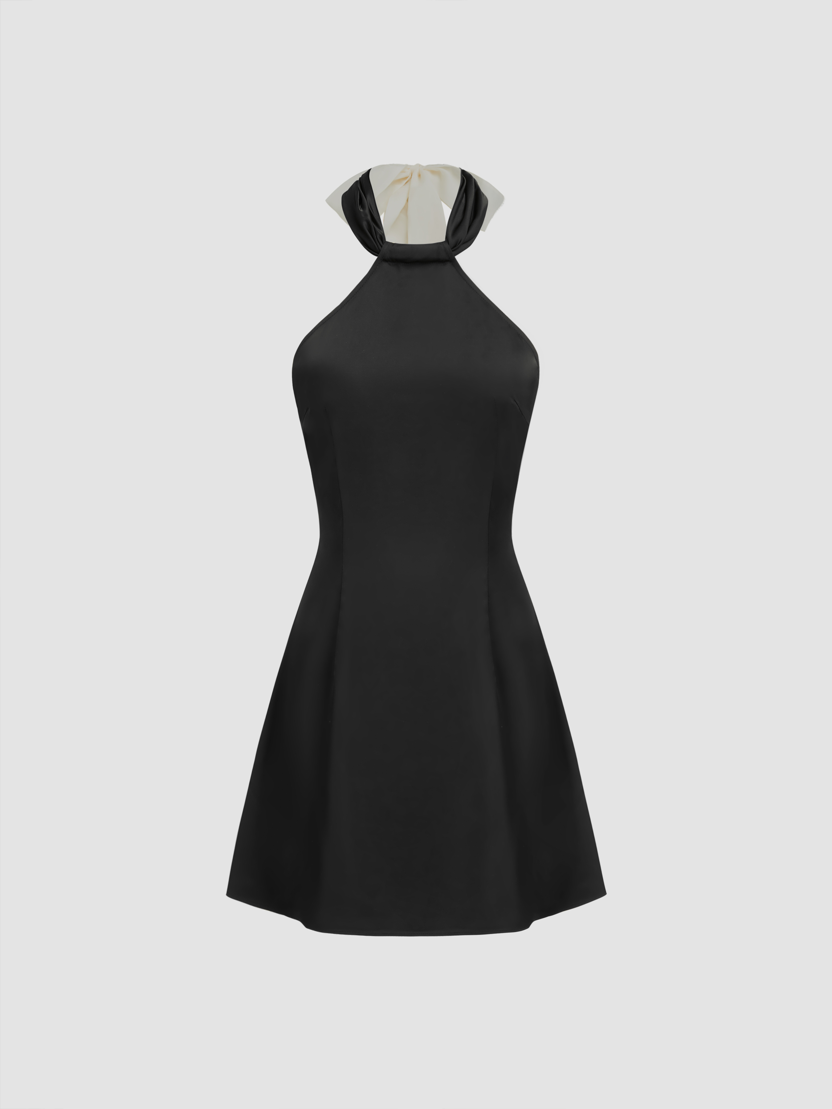 『Cider』ホルターネック結びバックレスフリルミニドレス 織布 ホルターネック結びバックレスフリルミニドレス For デート