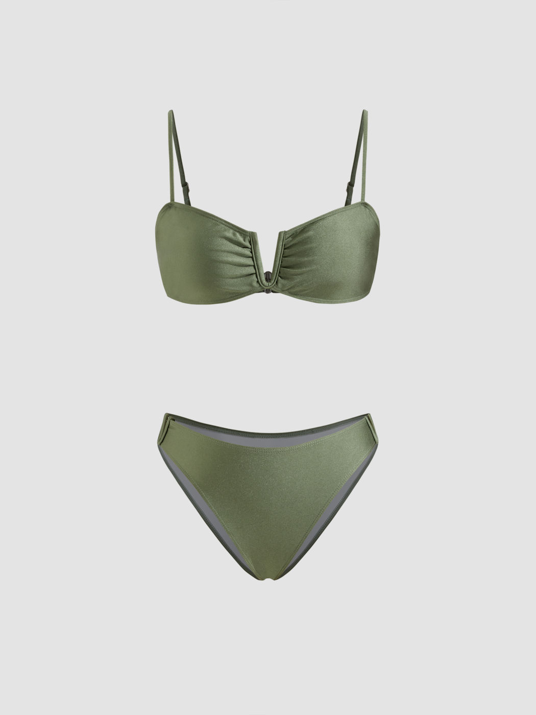 V-neck V Wired Bracelet Cheeky Bikini Set