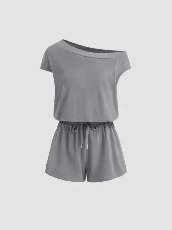 Woven High Neck Solid Zipper Ruched Jumpsuit For Daily Casual Work