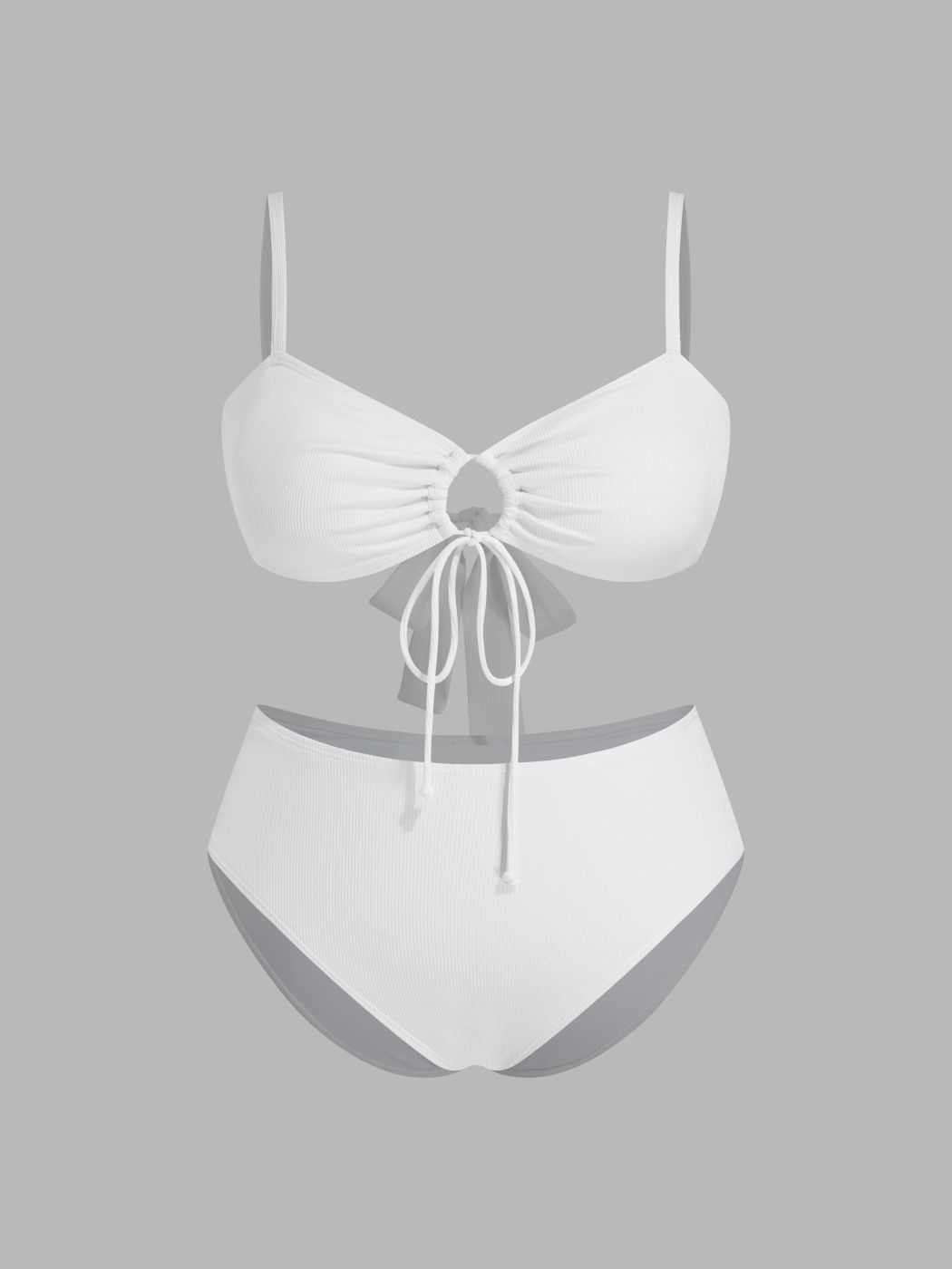 Sweetheart Cut Out Knotted Bracelet Full Coverage Bikini Set With Flower Detail Sarong Curve & Plus