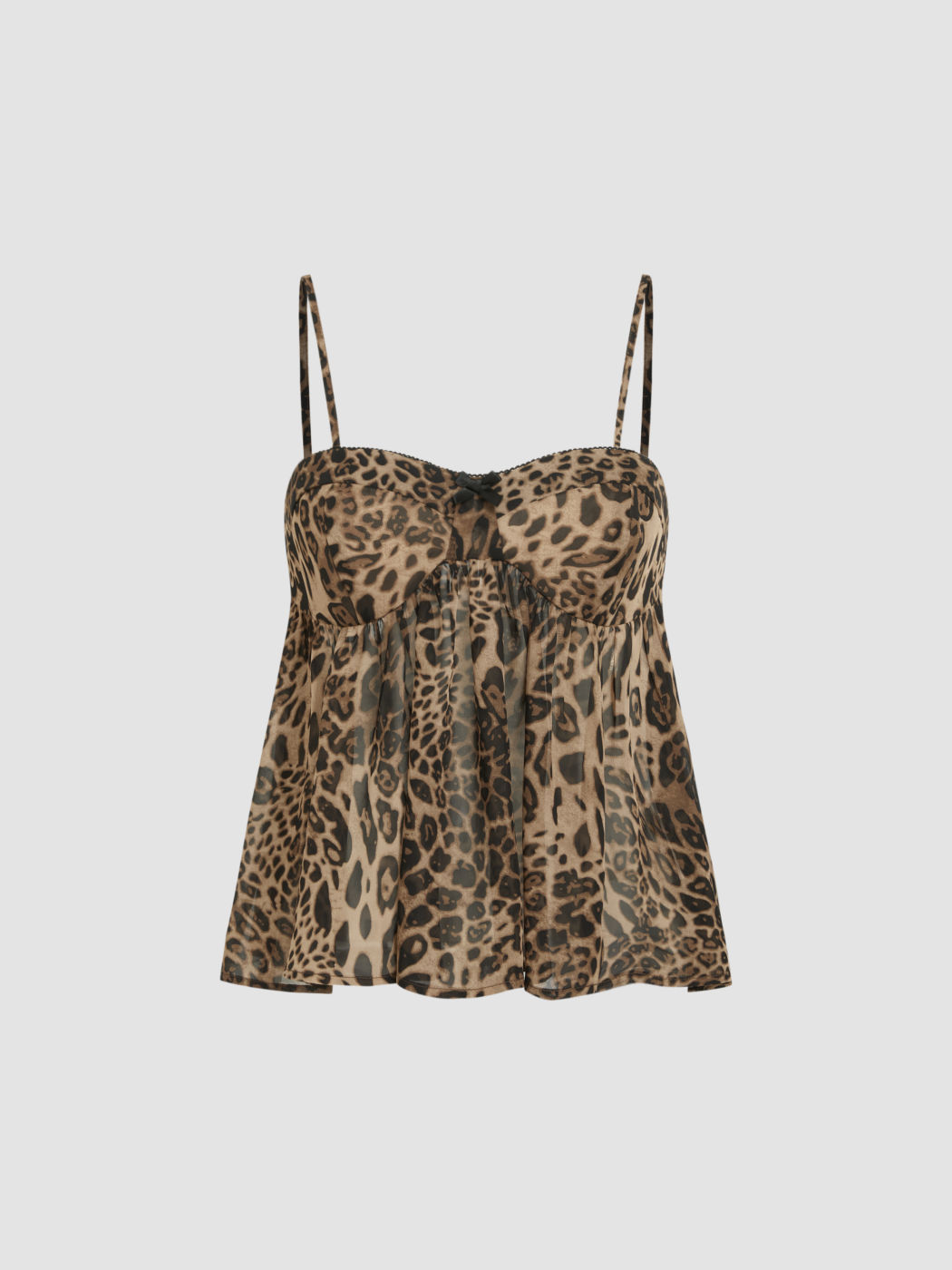 Square Neck Leopard Bowknot Cami Top