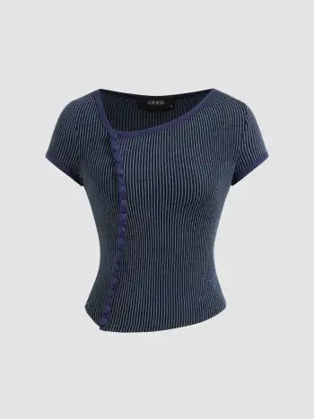 Cotton Boat Neck Plaid Backless Cut Out Tank Top