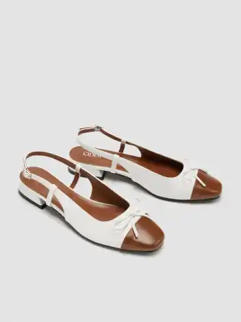 TWO-TONE BOW SLINGBACK MARY JANE FLATS