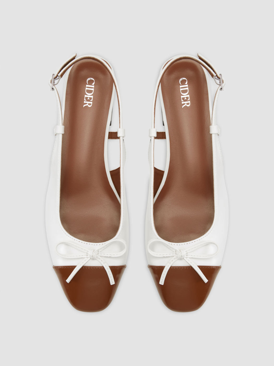 Zweifarbene Schleifen-Slingback-Mary-Jane-Pumps