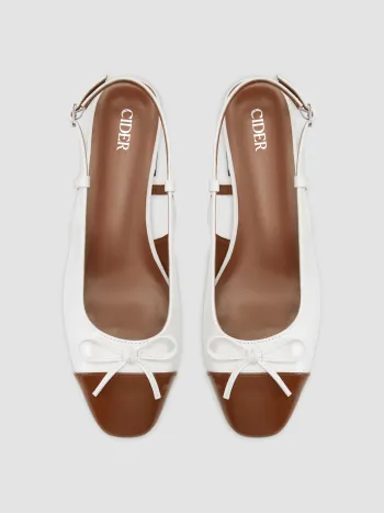 TWO-TONE BOW SLINGBACK MARY JANE FLATS