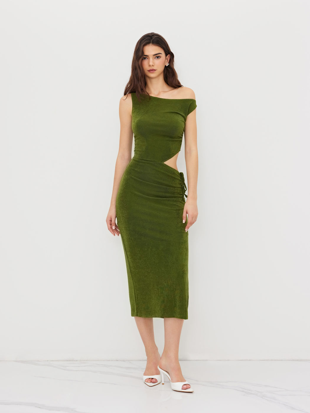 Asymmetrical Neck Cut out Maxi Dress
