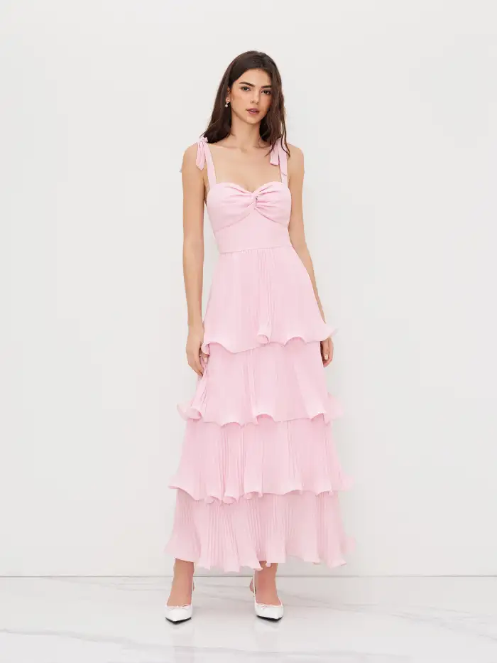 Mesh Halter Neckline Ruched Maxi Dress With Scarf