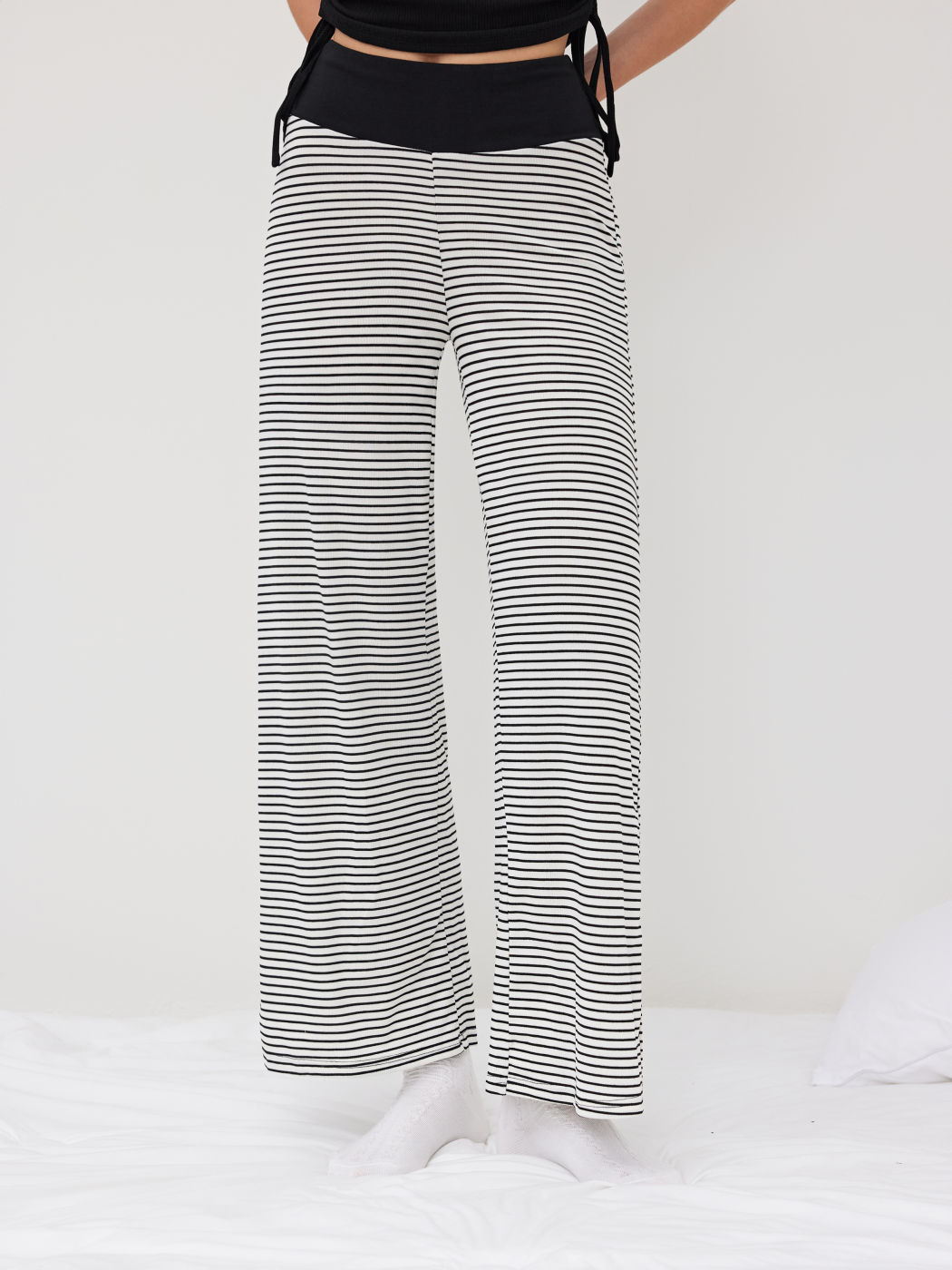 Low Rise Stripe Two Tone Wide Leg Lounge Trousers