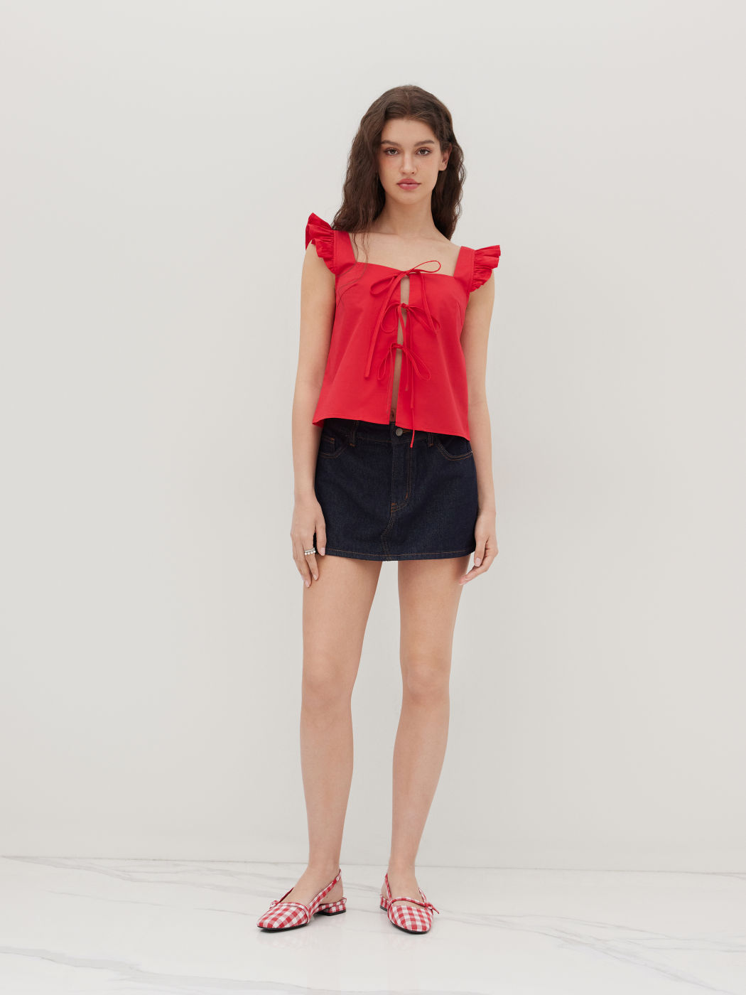 100% Cotton Tie Front Bow Oversized Top