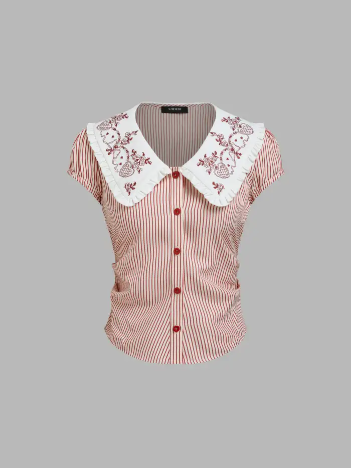 Mandarin Collar Ruched Split Top