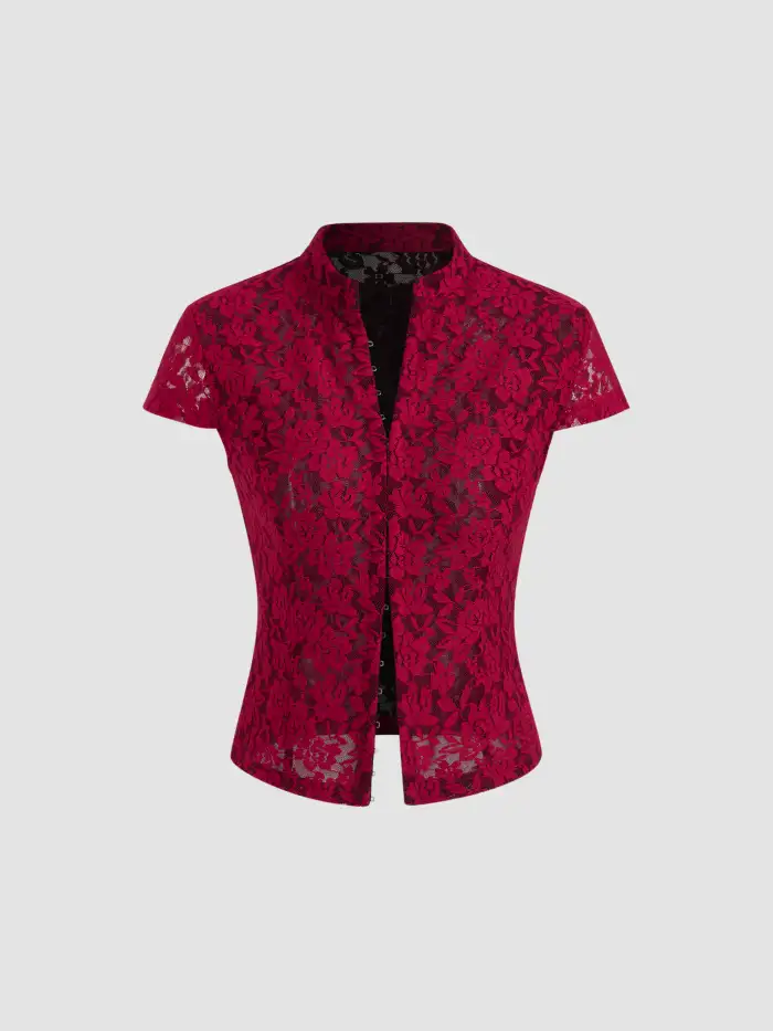 Polo Collar Texture Button Up Shirt