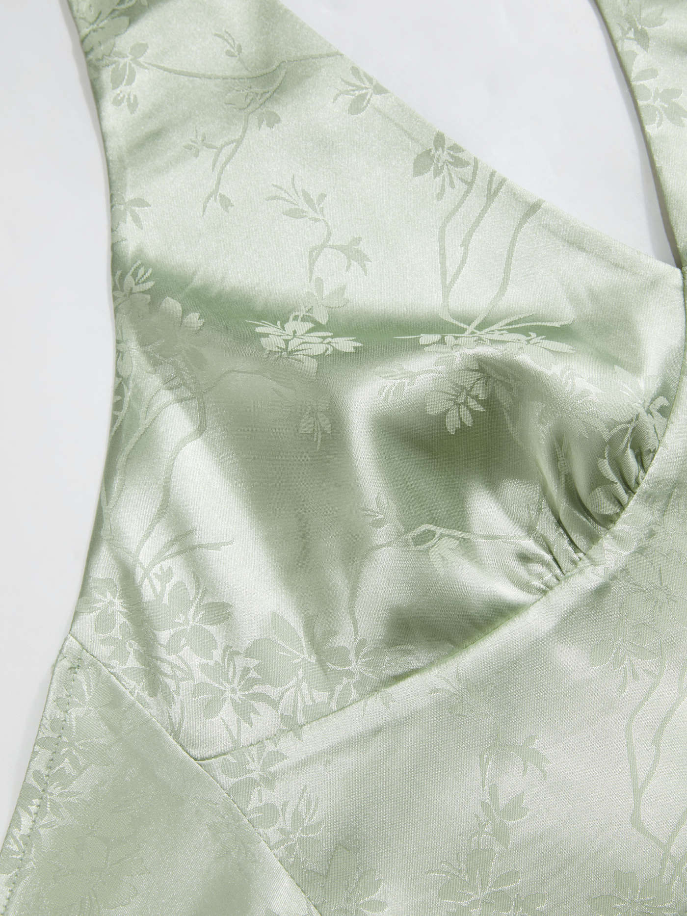 Satin Halter Neckline Floral Top With Knotted A-line Mini Skirt