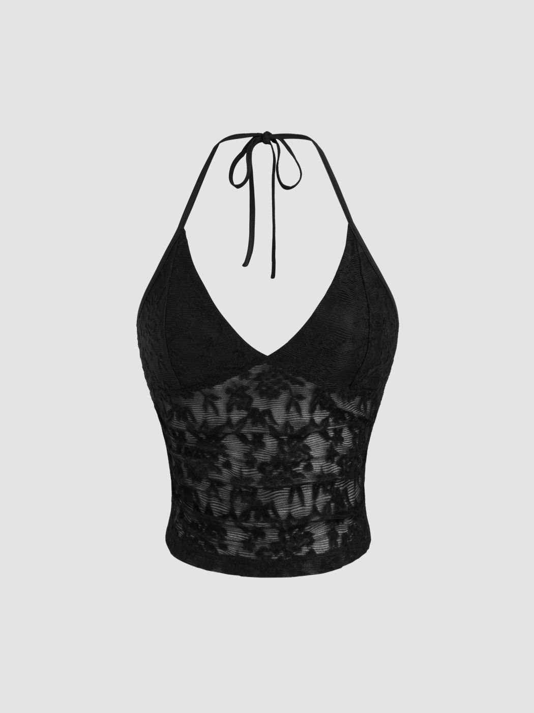 Lace Halter Neckline Floral Cami Top