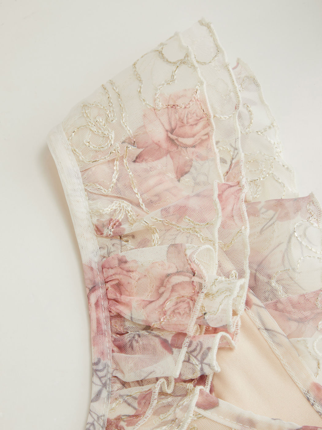 Lace Sweetheart Neckline Floral Bowknot Lettuce Trim Mini Dress