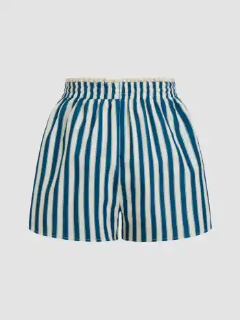 Mittlerer Bund, Seitenstreifen, geknotete elastische Taille Shorts