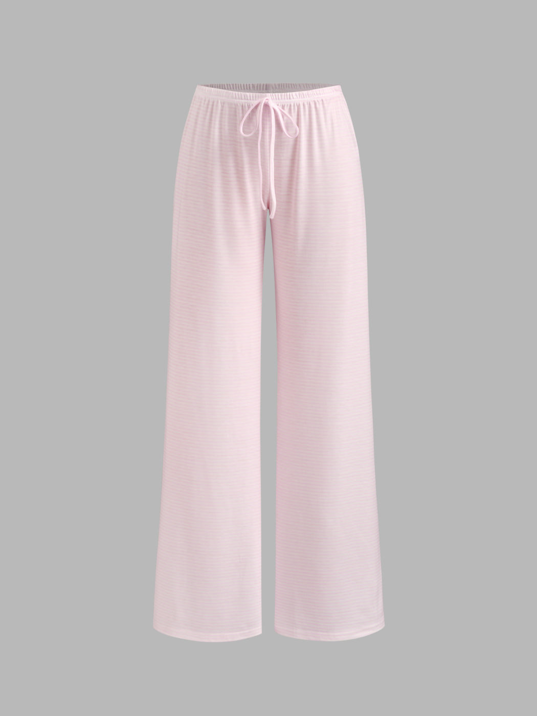 Mid Rise Stripe Drawstring Straight Leg Trousers